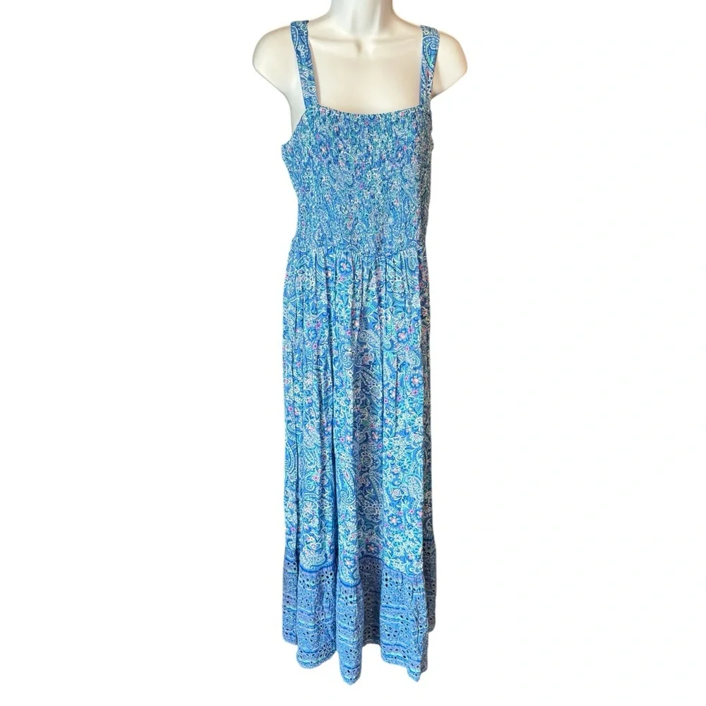 Chic Blue Floral Maxi Dress - Picture 3 of 9